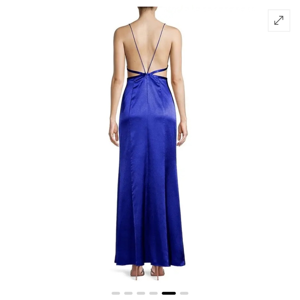 Aidan Mattox Liquid Satin Sapphire Gown - Picture 4 of 6